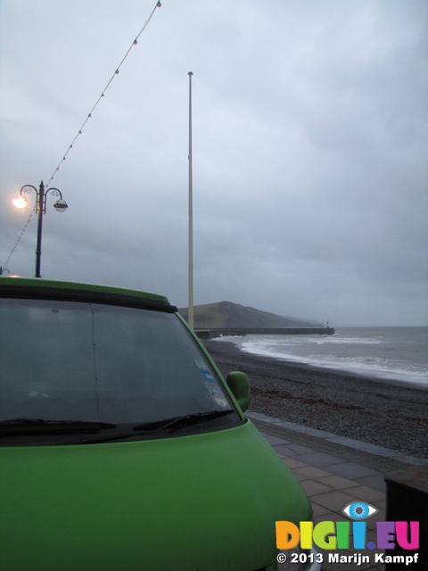 SX32991 Van at Aberystwyth beach in the morning